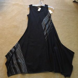 NWT Neumann Marcus Blackl/White Linen Dress Small